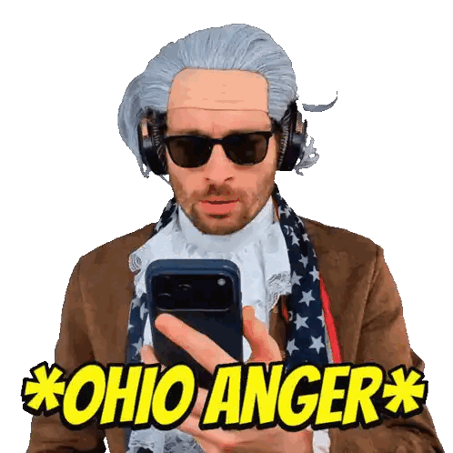 Man with Wig and Sunglasses Saying Ohio Anger