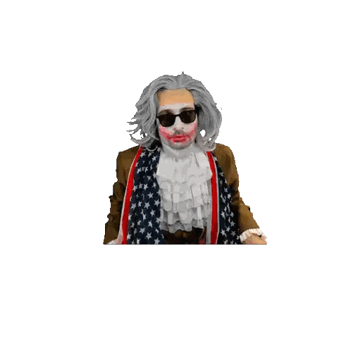 Man with Wig and Sunglasses Saying Why Don t You Laugh