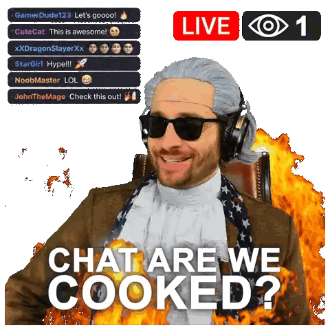 Man with Wig and Sunglasses Says Are We Cooked