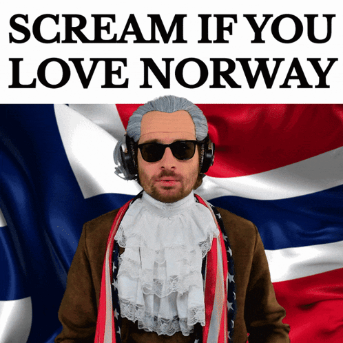Man with Wig and Sunglasses Sings Norway Scream