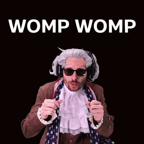 Man With Wig And Sunglasses Womp Womp Sign GIF