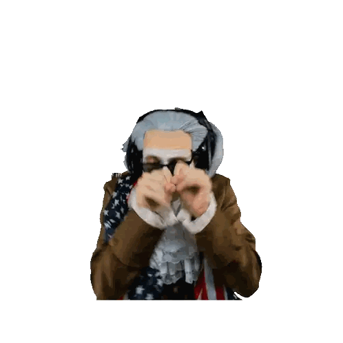 Man with Wig Sunglasses and Red Lipstick