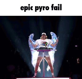 Man with Wings on Stage Epic Pyro Fail