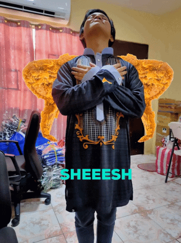 Man With Wings Wearing Sheesh Shirt GIF