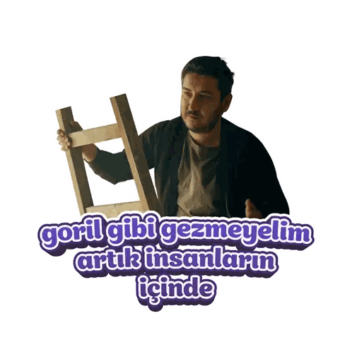 Man with Wooden Ladder Sticker
