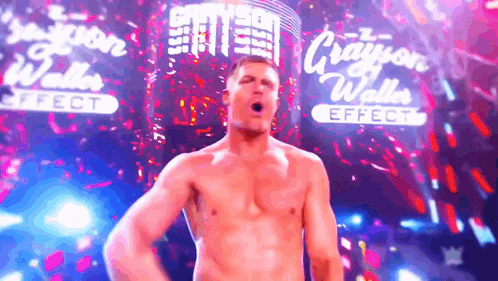 Man Without Shirt In Front Of Crayon Walker Effect Sign GIF