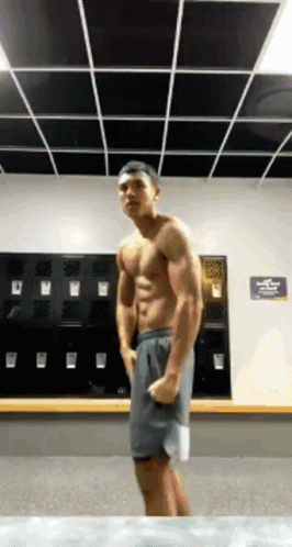 Man Without Shirt in Gym