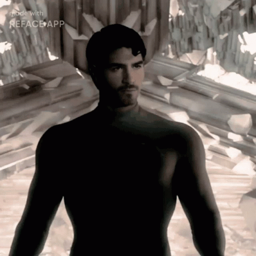 Man Without Shirt Standing In RefaceApp Room GIF