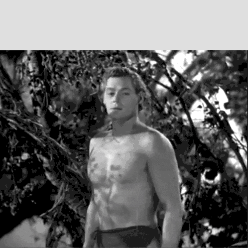 Man Without Shirt Standing in Woods
