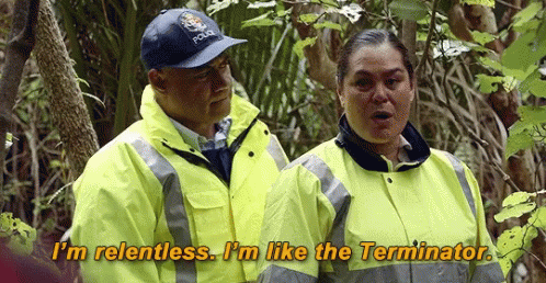 Man Woman Yellow Jackets Saying I'm Relentless GIF