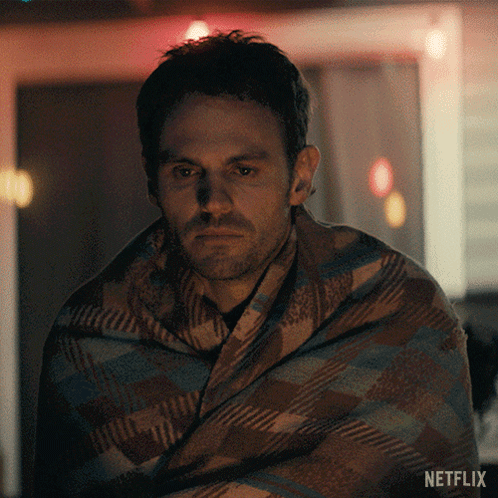 Man Wrapped In Plaid Blanket GIF