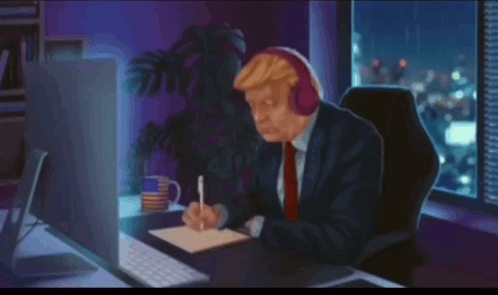 Man Writing at Computer With Headphones