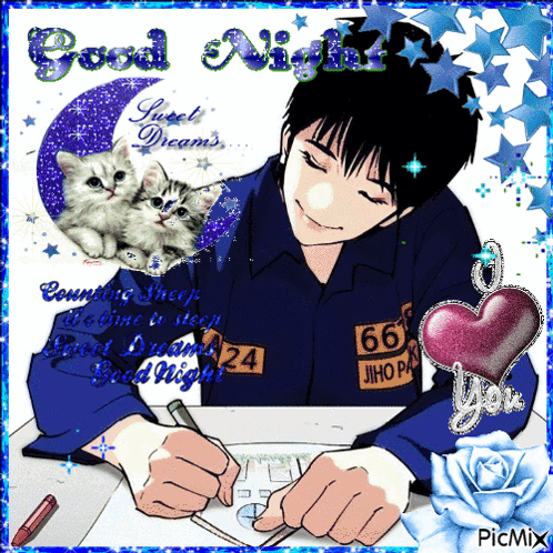 Man Writing Good Night Greeting Card GIF