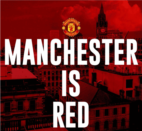 Manchester Is Red On Red Background GIF