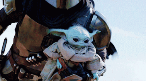Mandalorian Flying With Baby Yoda GIF