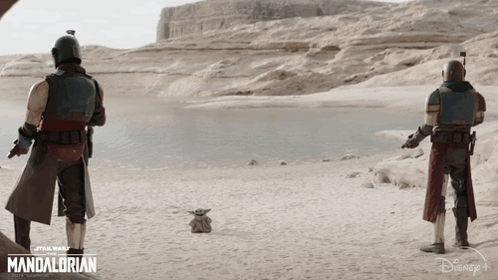 Mandalorian Poster Two Soldiers Baby Yoda GIF