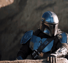 Mandalorian With Peeping Baby Yoda GIF