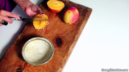 Mango Fruit Slice Yummy Healthy Cooking Kitchen GIF