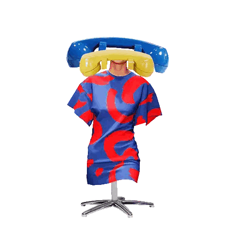 Mannequin Wearing Blue and Red Dress Holding Phone