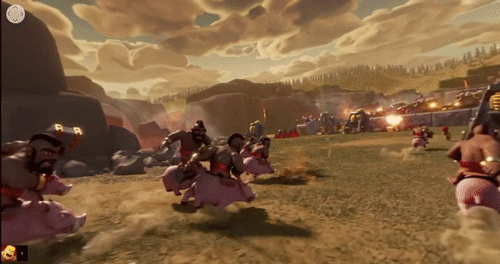 Many Hog Rider Running To Attack GIF