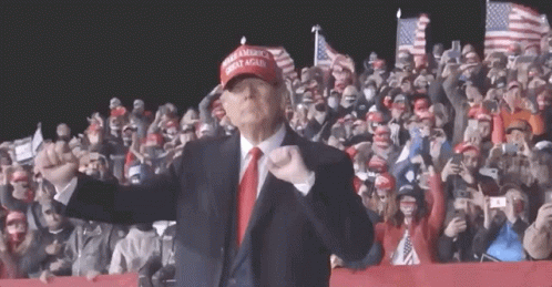 Many Men In The Crowd Dancing Donald Trump GIF