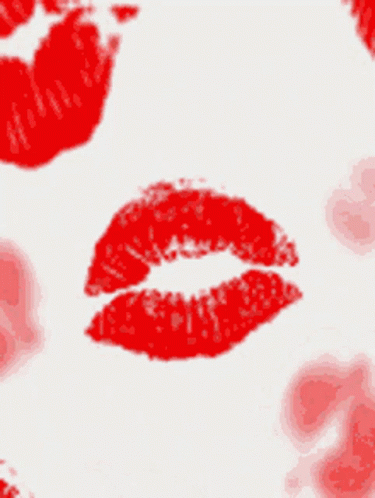 Many Red Kisses on White Background