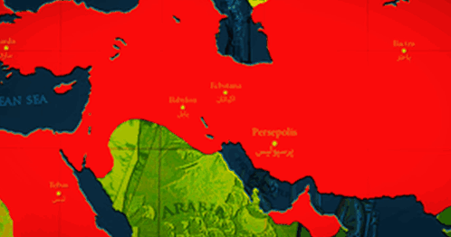 Map of Achaemenid Empire With Red Outline
