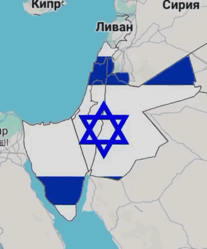 Map of Israel with Blue and White Star