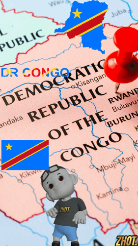 Map Of Republic Of Congo With Cartoon Character GIF