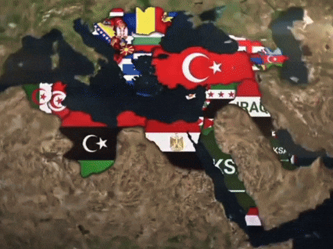 Map of the Middle East With Iraq Flag