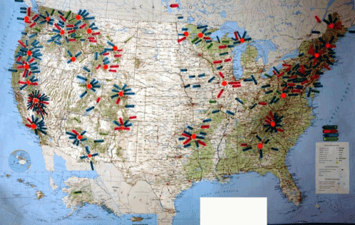 Map of United States With Bullets
