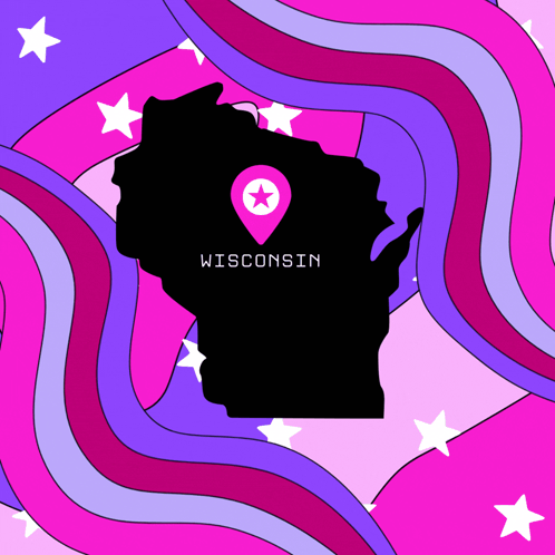 Map of Wisconsin With Pink Star