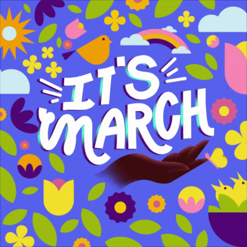 It's March Flower Card GIF
