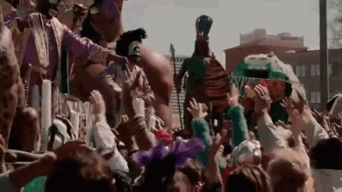 Mardi Gras Parade Beads Crowd GIF