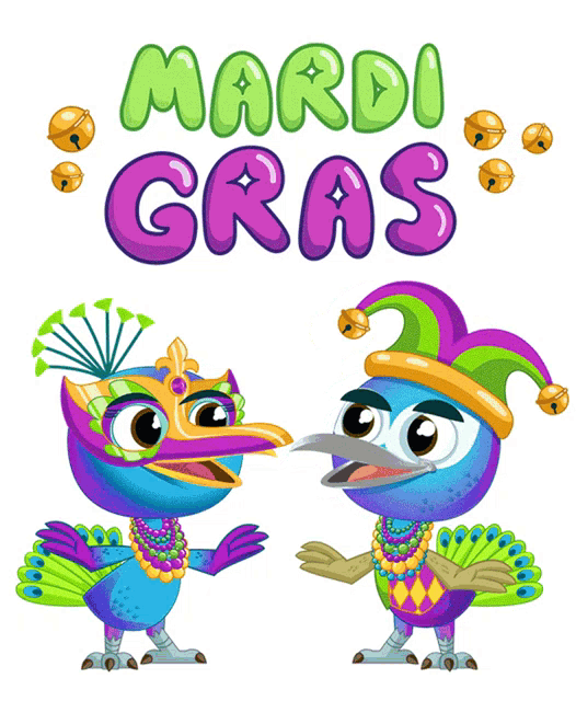 Mardi Gras Peacocks Dance Art GIF