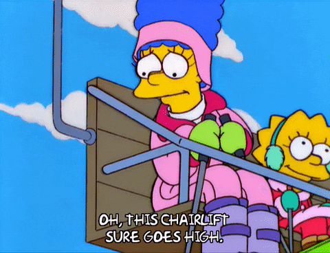 Marge Simpson Chairlift Sure Goes High GIF