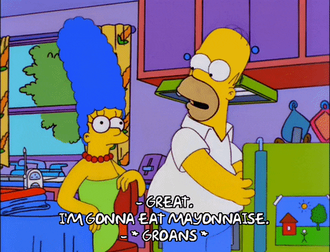 Marge Simpson Shocked At Homer Eating Mayonnaise GIF