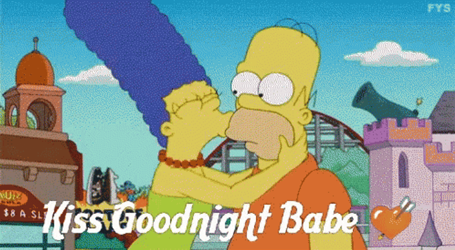 Margie Simpsons Kissing Homer Good Night Babe GIF
