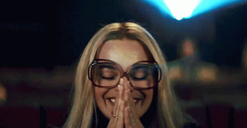 Margot Robbie Big Grin Praying Hands GIF
