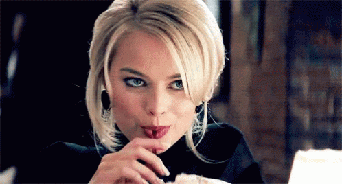 Margot Robbie Teasing Sipping Coktail GIF