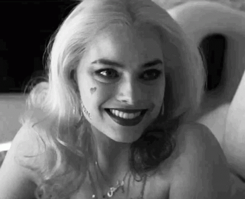 Monochromatic Margot Robbie Harley Quinn GIF
