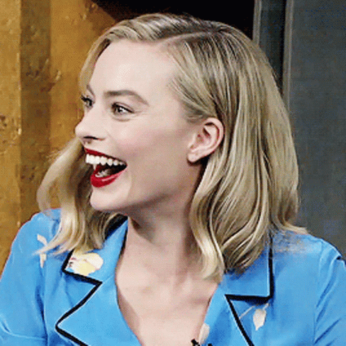 Margot Robbie Big Smile Surprised Reaction GIF