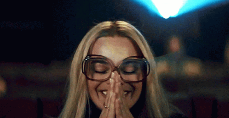 Margot Robbie Big Grin Praying Hands GIF