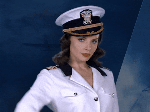 Margot Robbie Navy Uniform Flying Kiss GIF