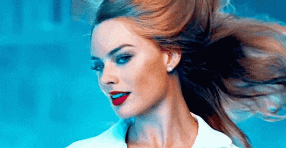 Margot Robbie Stunning Wind Blown Hair GIF