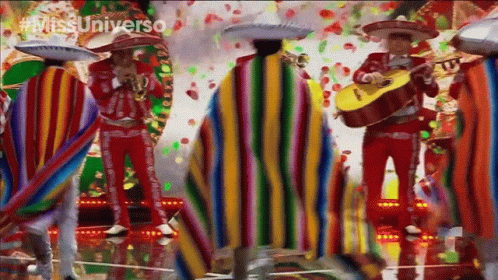 Mariachi Players Dancing in Front of Miss Universe