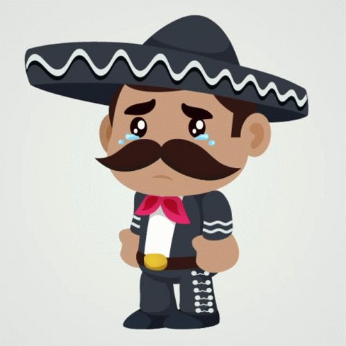 Mariachi With Sombrero and Mustache Crying