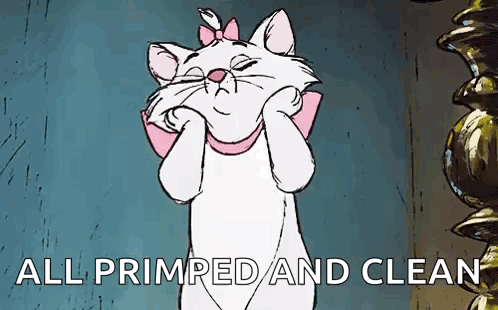 Marie From The Aristocats Covering Face With Paws All Primped And Clean
