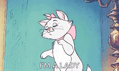 Marie From The Aristocats Is Standing In Front Of A Mirror And Says I 'M A Lady GIF