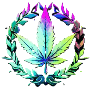 Marijuana Leaf Surrounded by Laurel Wreaths